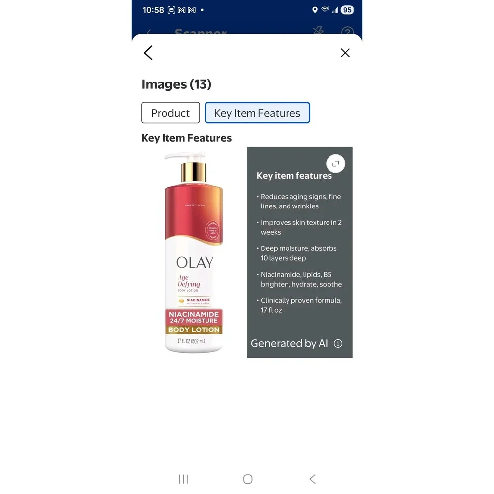 Olay Age Defying Niacinamide Body Lotion, 17 fl oz Pump Bottle